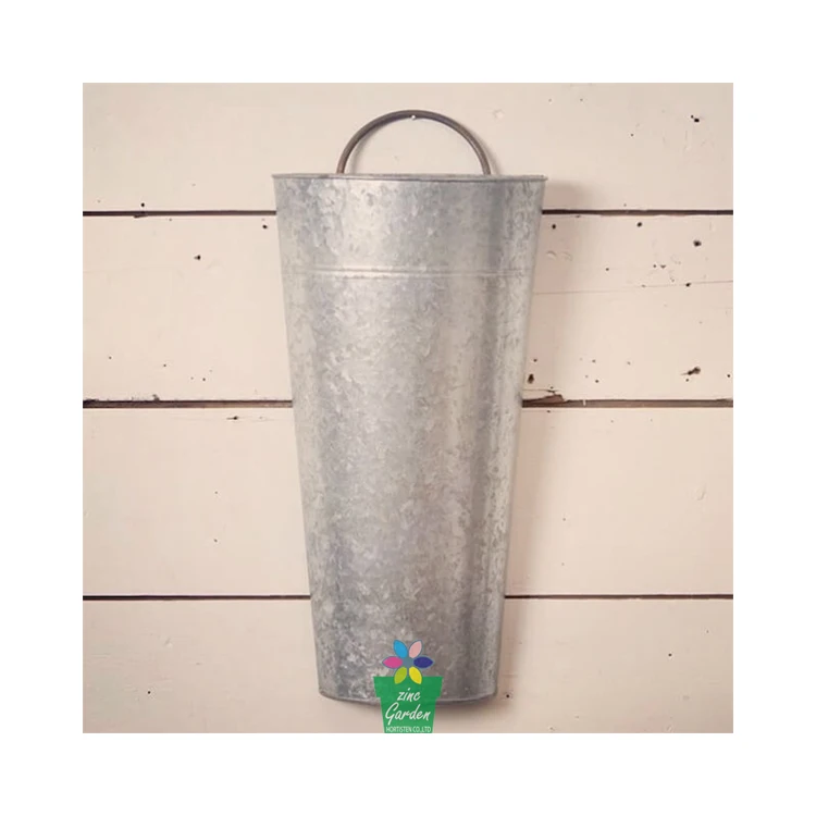 Farmhouse wall planter metal galvanized hanging flower pots bucket for garden decor