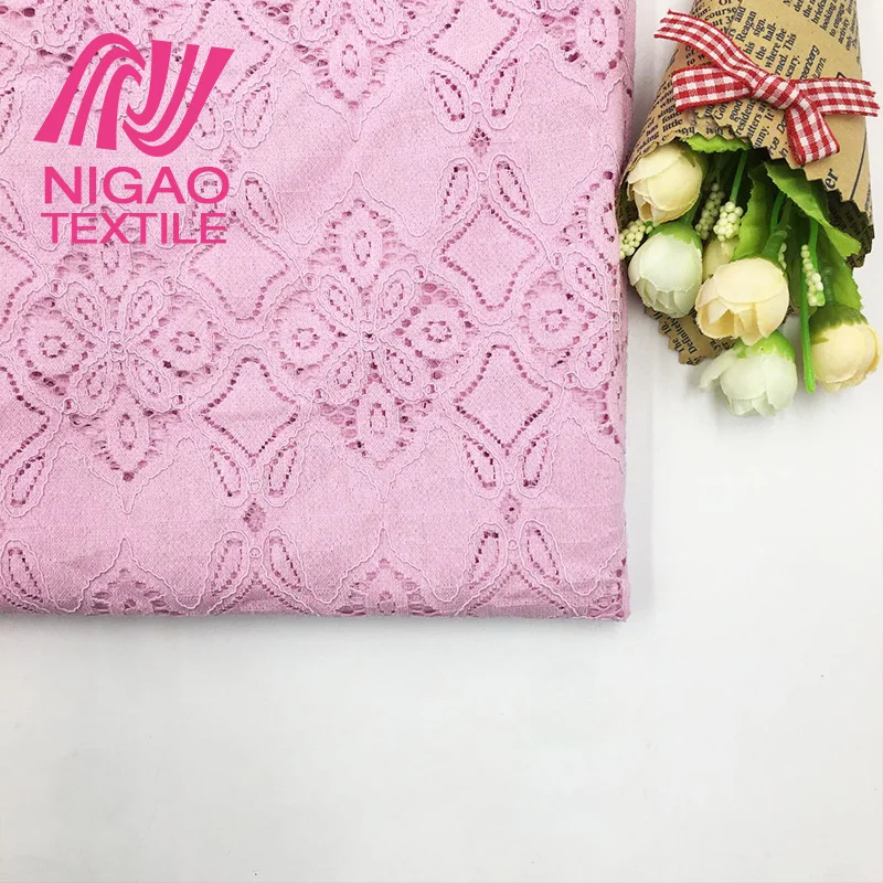 
NIGAO TEXTILE New design nylon cotton china swiss voile lace fabric for lace dress 