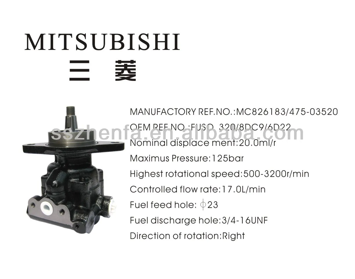 mitsubishi fuso 320 8DC9 6D22 power steering pump MC826183 475-03520