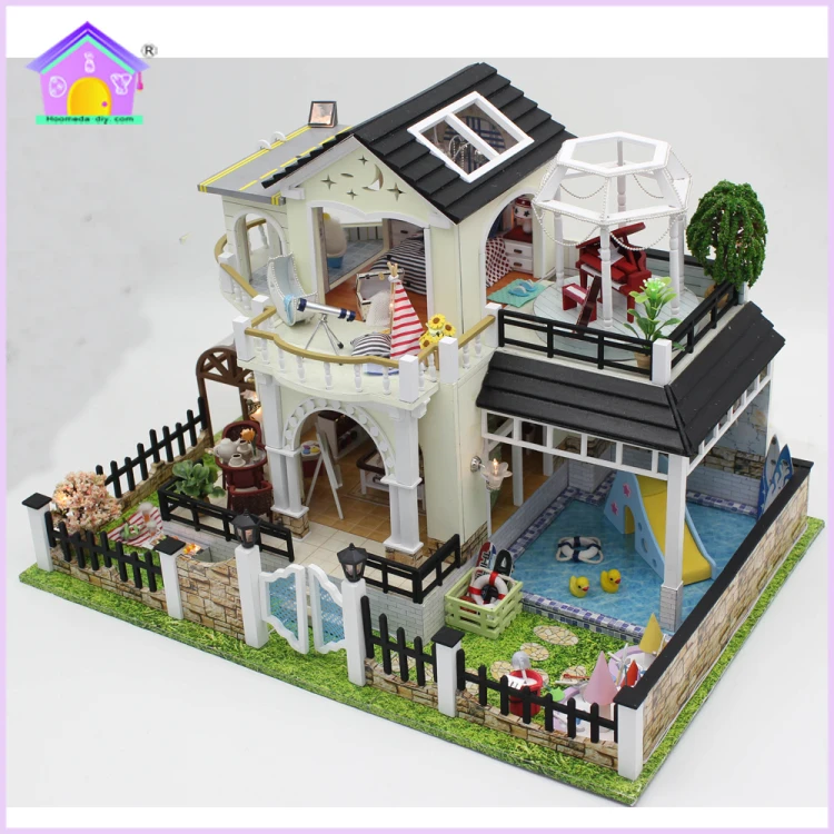 kids handmade diy miniature dollhouse bedroom with garden