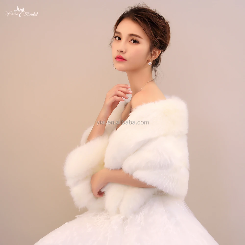 
LZP144 Fashion Ladies Winter Off Shoulder Bridal Shawls Fur Bolero Winter Wedding Coat 