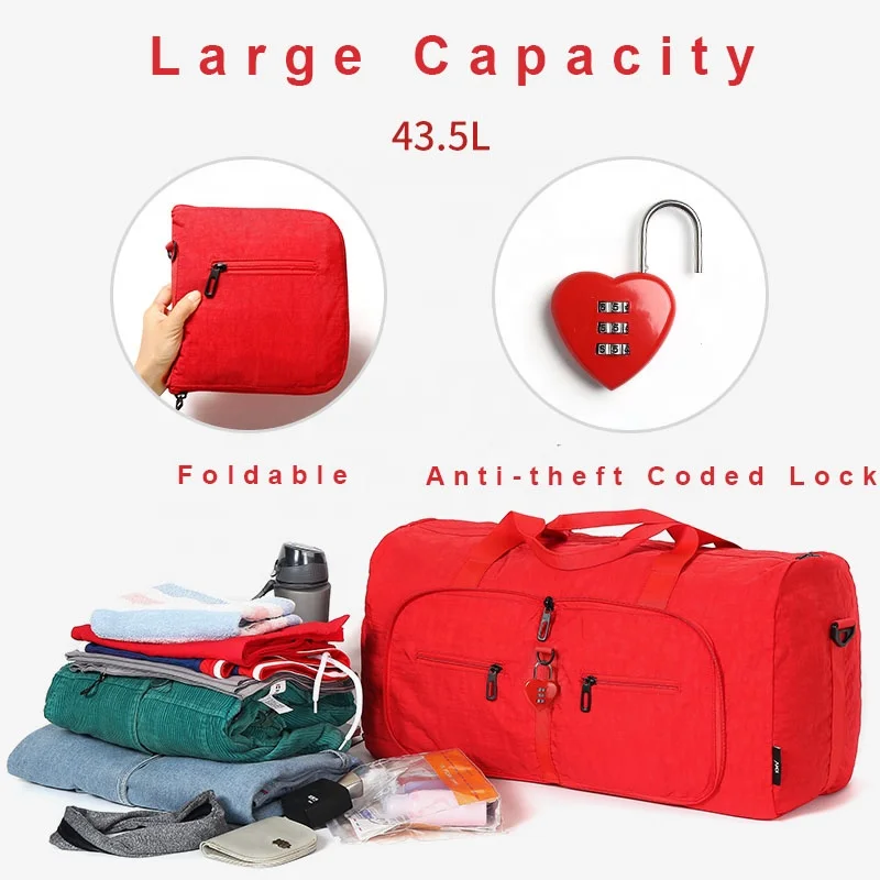 Anti-theft with Coded Lock Folding Nylon Bag Sling Bag Travelling Bags Luggage