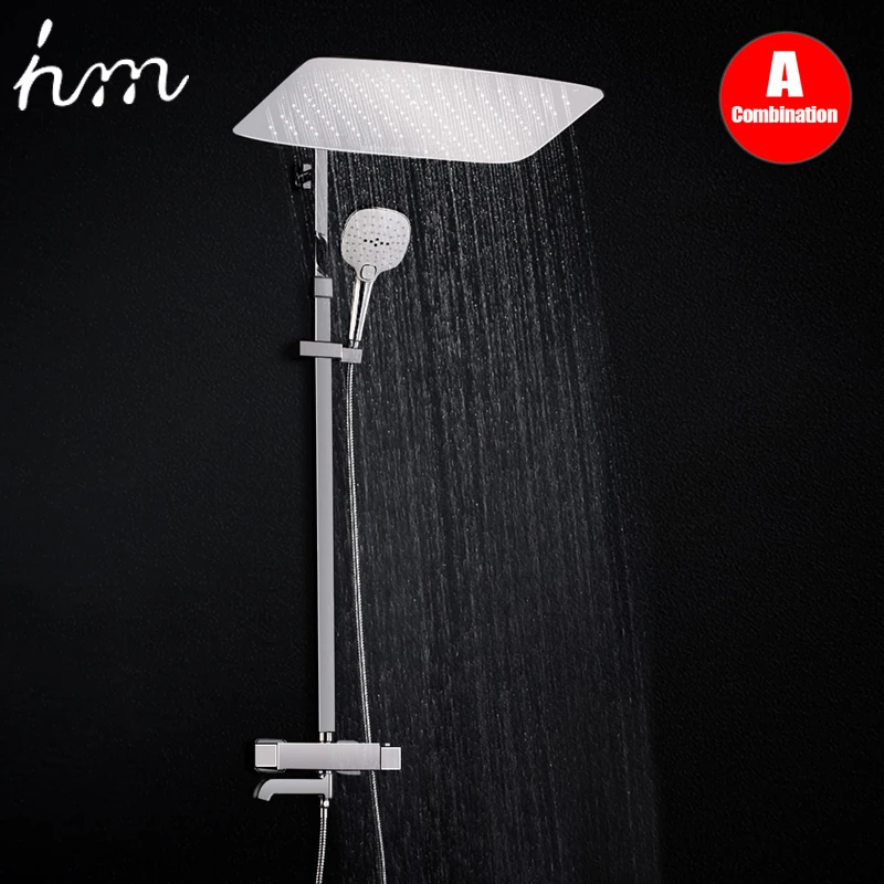 Bathroom Thermostatic Multi-Function Air Injection Shower Head Shower Set