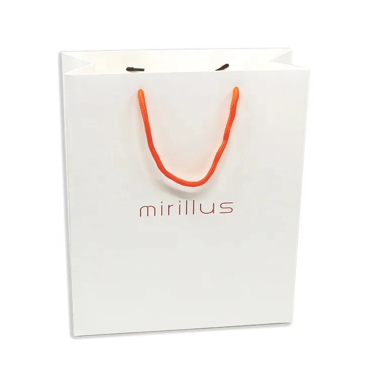 
Cotton/twisted/nylon handle white gift paper bag high quality shopping bag 