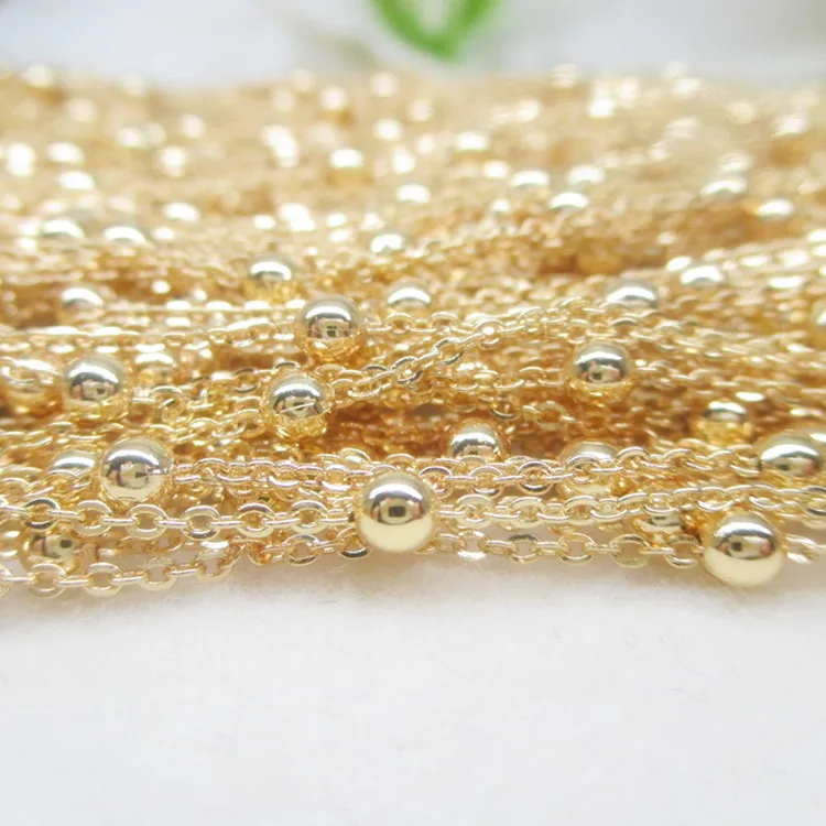 NANA high quality 24k italian gold filled chain with 3mm round bead, 1.5mm chain size