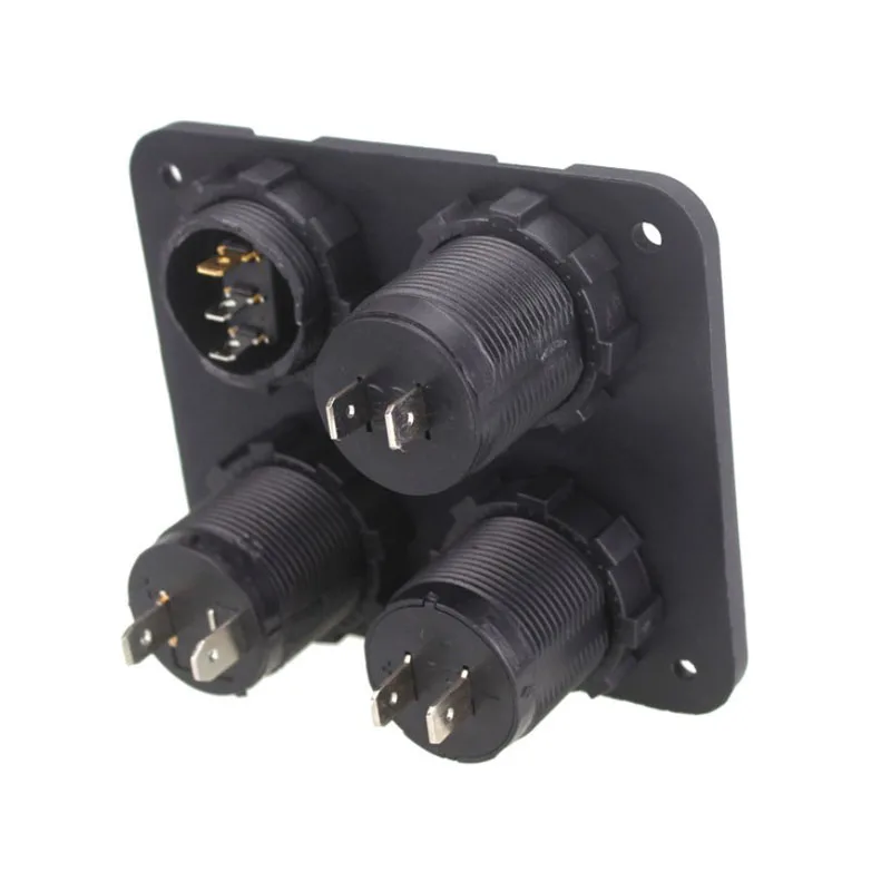 4 in 1 Car Motorcycle Boat Cigarette Lighter Socket Waterproof 5V 4.2A Dual USB Car Charger LED Voltmeter with Switch