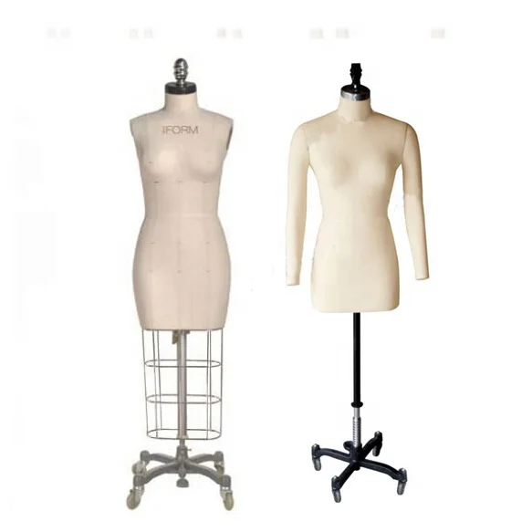 Wooden hands woman torso fabric dummy, display or dressmaking mannequin