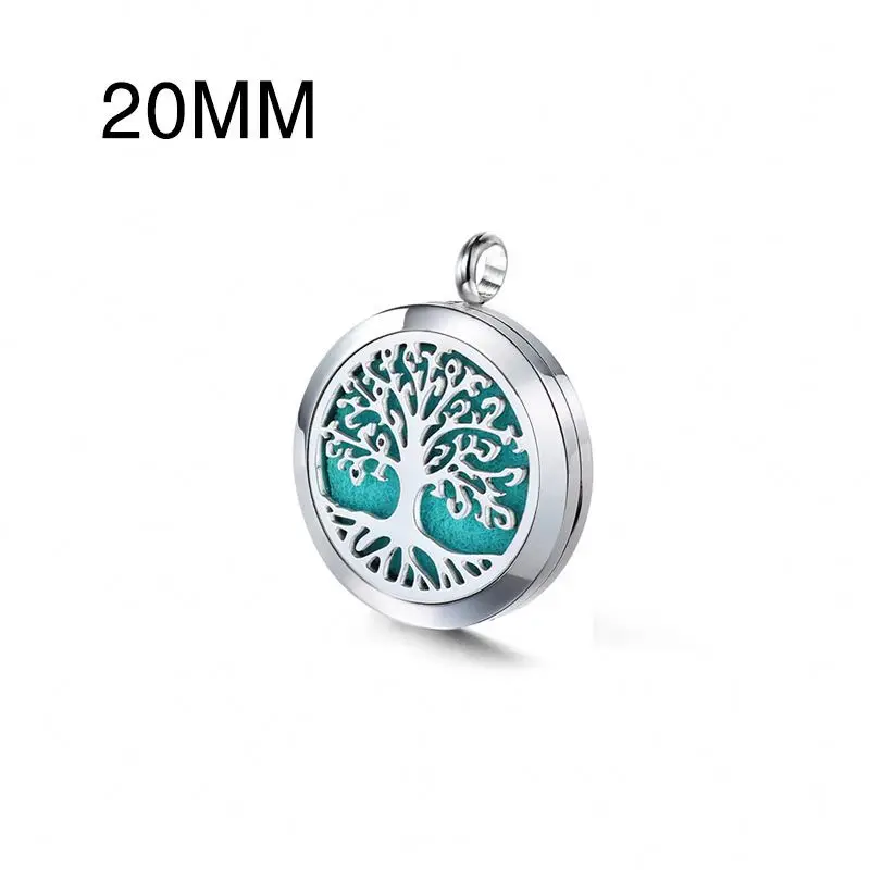 Tree Of Life Titanium Stainless Steel 316L Jewelry Gold Plated Necklace Locket Women Aroma Essential Oil Diffuser Necklace