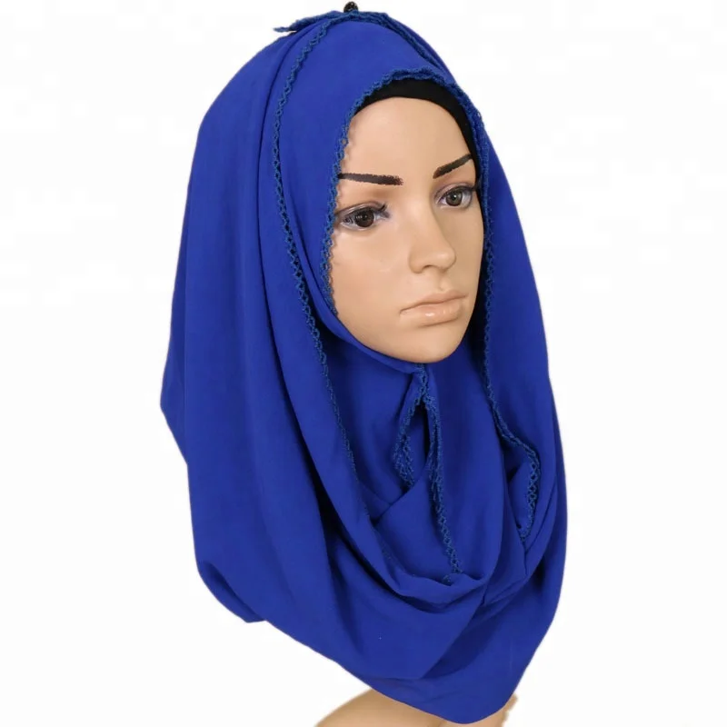 Wholesale Islamic Shemagh Solid Color High Quality Plain Chiffon Muslim Hijab Scarf Shawl Pashmina For Lady