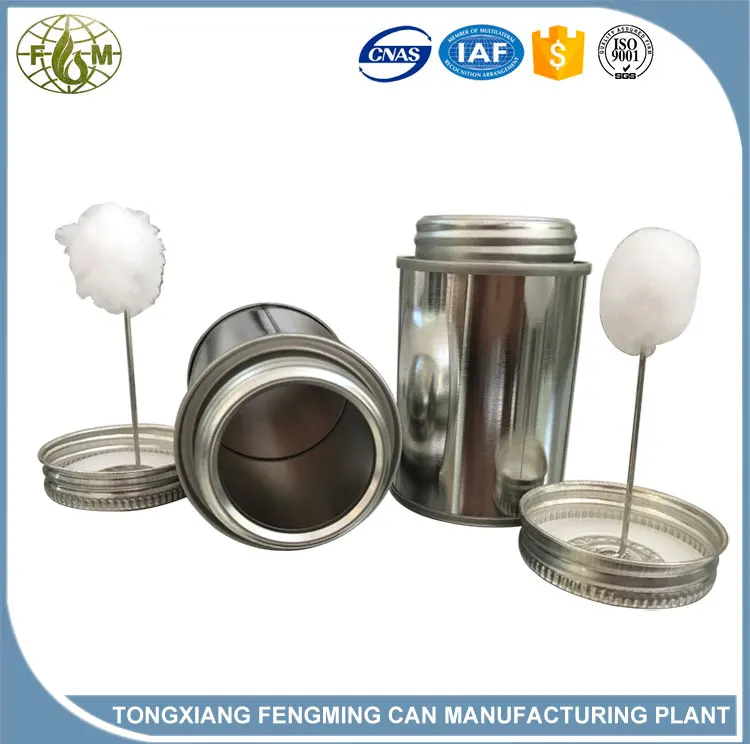 
empty 1/32 gal metal round tin can 118ml 4oz bundi PVC pipe glue bottle with brush 