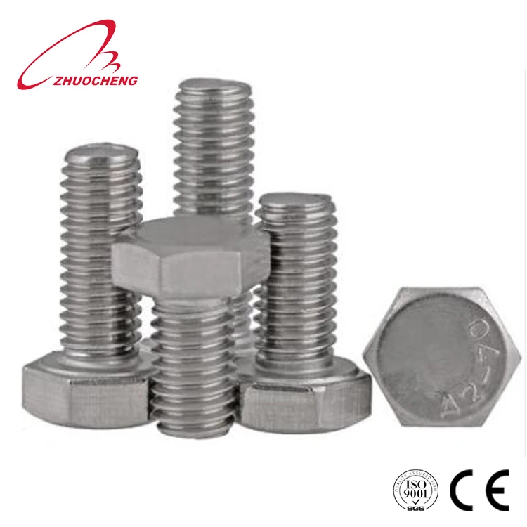 DIN933 SUS304 SUS316 full thread hex screw hex head bolt