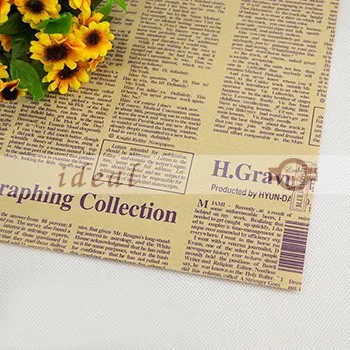 
52X75cm bestselling wholesale vintage black newspaper paper for wrapping flower 