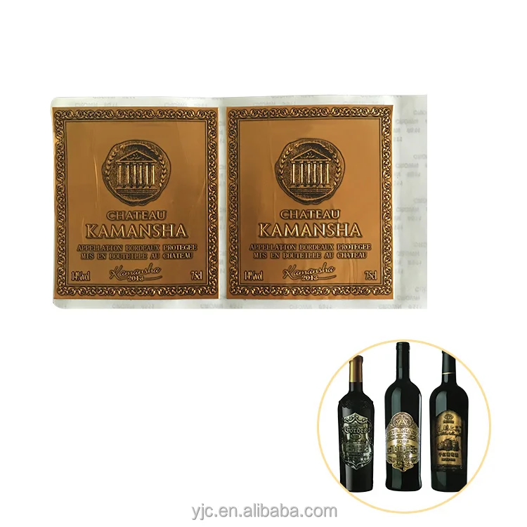 Aluminum foil waterproof metal wine label for bottle