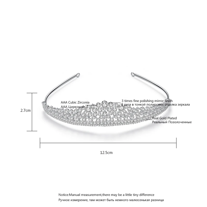 LUOTEEMI Clear Wedding Bridal CZ Crystal Tiara Crowns Princess Queen Pageant Prom Veil Tiara Headband