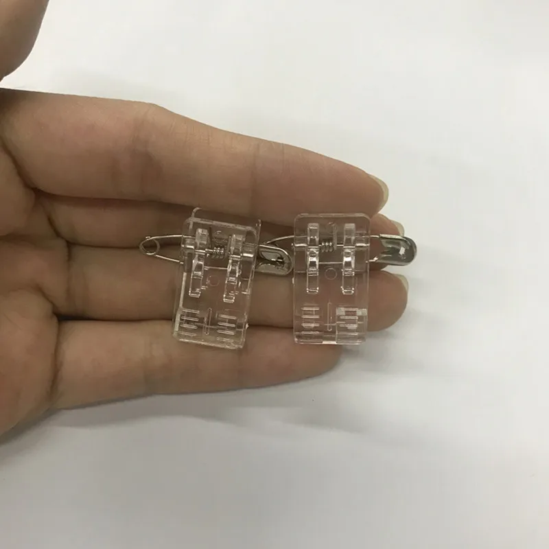 ID Badge Card Holder Adhesive Plastic Clip With Safety Pin