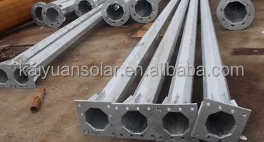 Hexagonal Galvanized  Pole Highway Light Poles for Solar Street Light