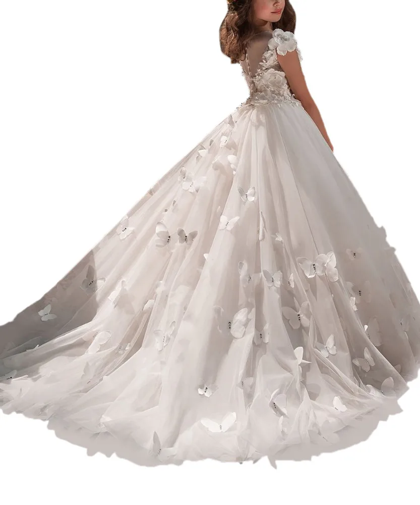 2018 beautiful full-length flower girls dresses puffy ball gown girls dresses 2-12 years white first communion dresses