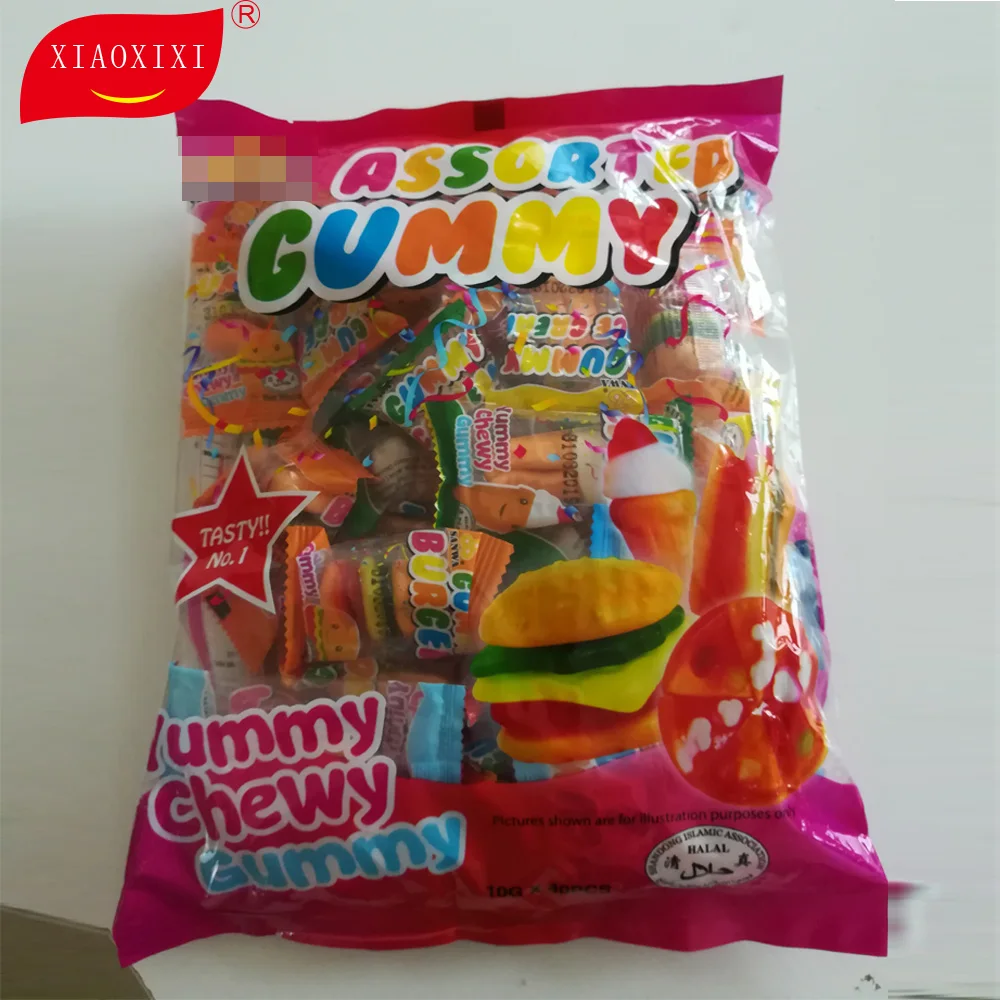 Strawberry flavour Hamburger burger hot dog Pizza Cola gummy sweet candy with HALAL certificate