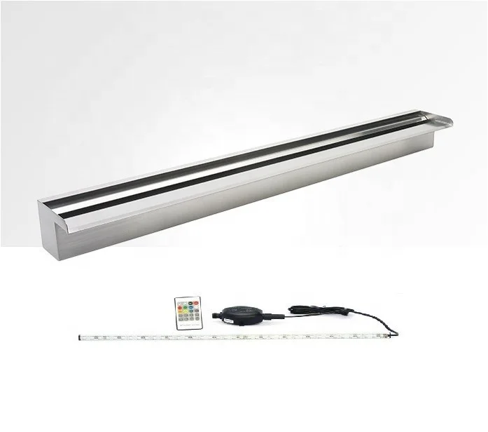 Indoor artificial stainless steel waterfall pool fountain LED sheer descent for garden pond