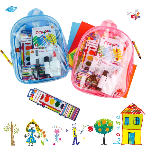 Kids drawing tools and coloring art materials