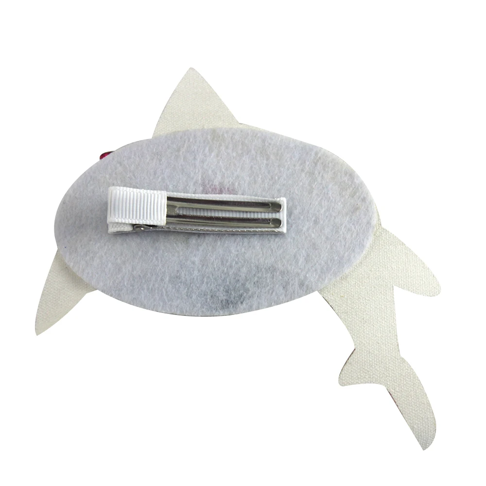 Cute shark hair bows glitter boutique hair clip for girls