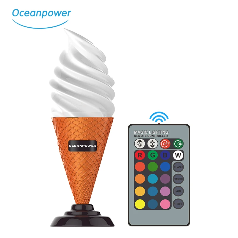 Oceanpower пульт дистанционного управления 16 меняющих цвет светодиодный мороженое конусная лампа для украшения магазина SWISS 15W CN;GUA Online Support