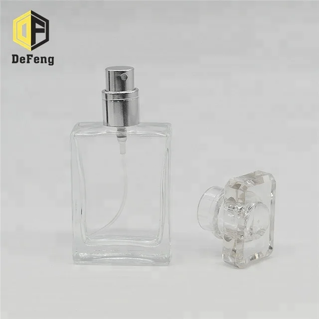 30ml Rectangle clear black perfume glass bottle glass perfume spray bottle