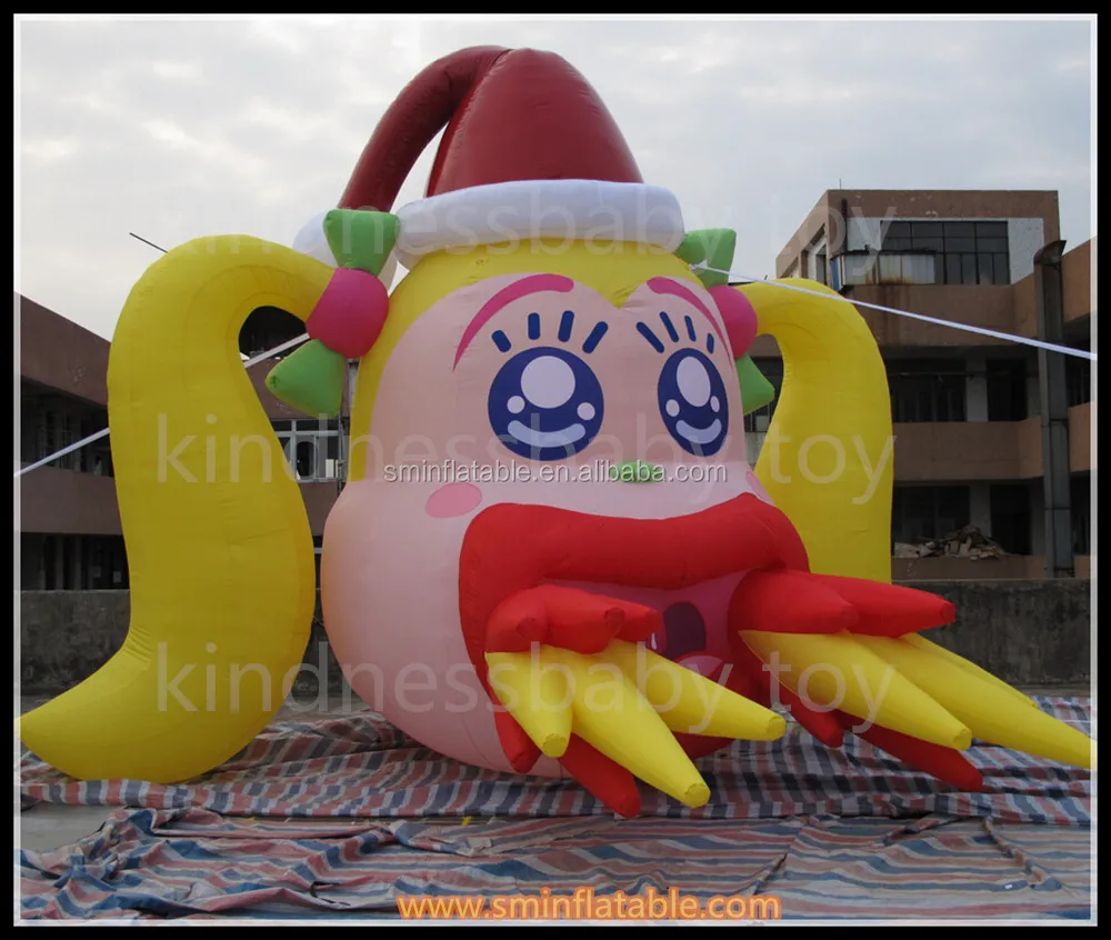 
Promotion giant inflatable doll, inflatable lovely girl, inflatable cartoon with two plaits for event 