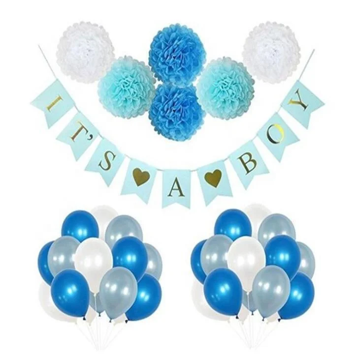 
Amazon online supplies happy birthday balloons Paper pom poms Its a boy banner for baby party set 