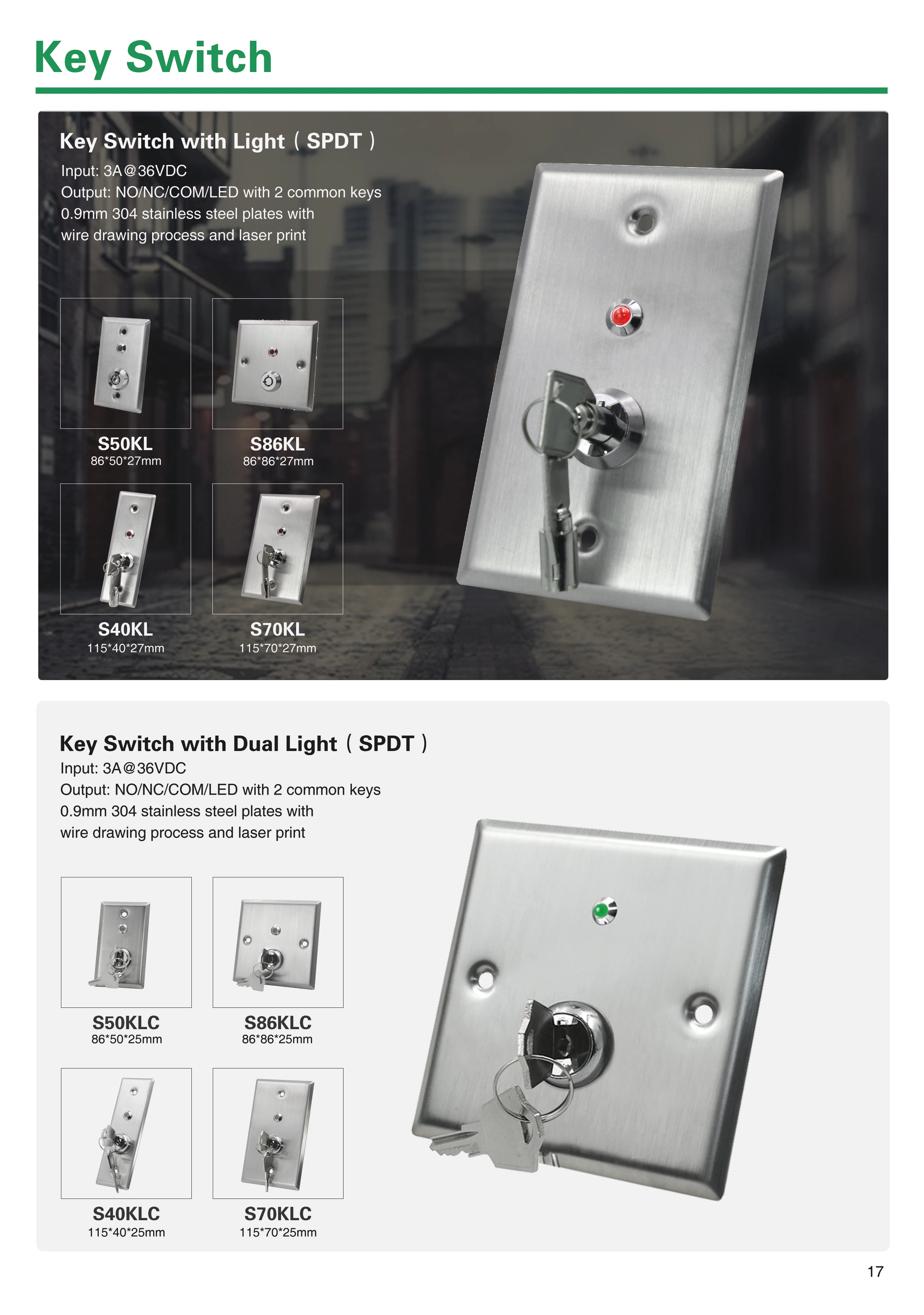 Factory wholesale two positions access control electrical key switch exit button with key lock push button switch