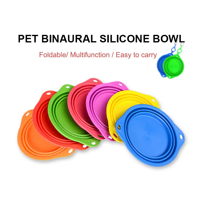 
Plastic Collapsible Folding Silicone Foldable Pet Bowl with Carabiner Clip 