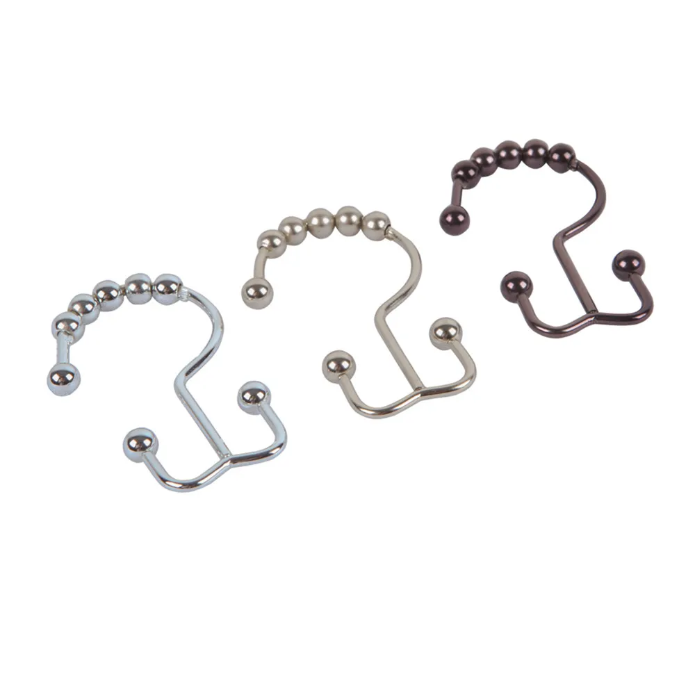 
Double Slide Head Bathroom Shower Rod Type Stainless Steel Curtain Hook 