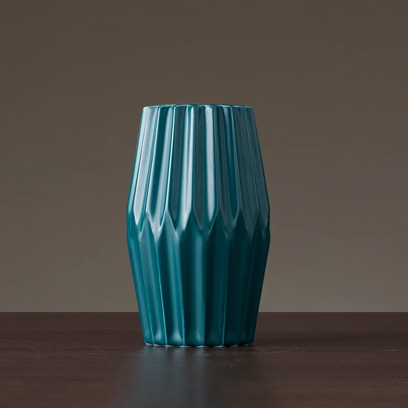 European Home Decoration Blue Ceramic Flower Vase