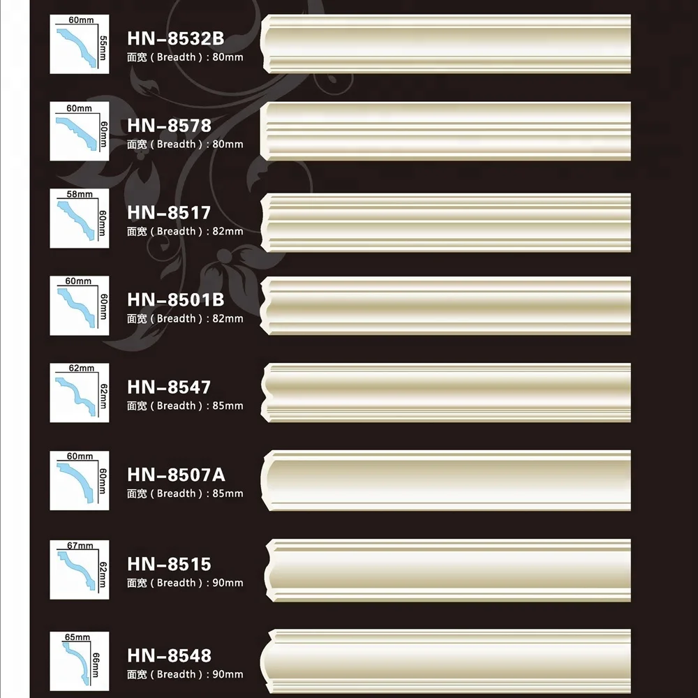 HN-8501B Wholesale PU Plain Ceiling Corner Crown Moulding Polyurethane Decorative Cornice Molding