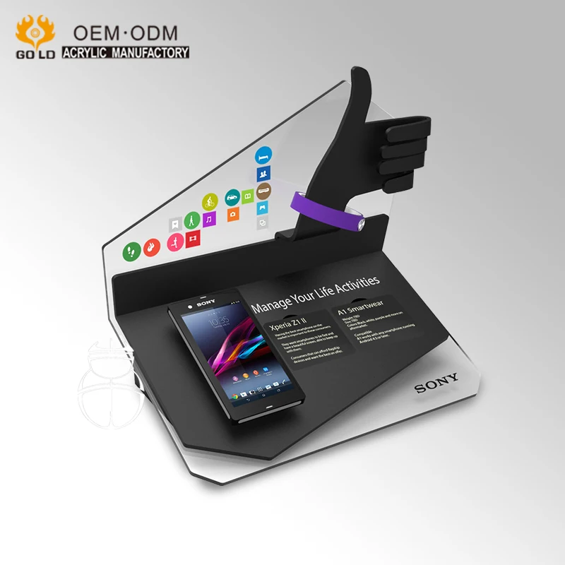 Popular Mobile Phone Display Acrylic Cell Phone Accessory Stand For Store Counter Top
