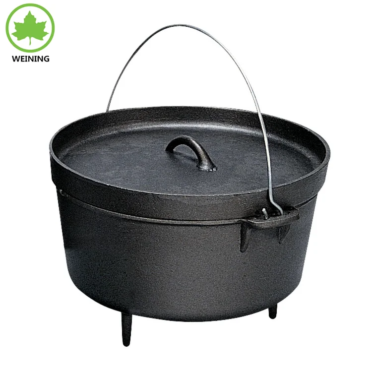 Camping Cooking Pot Tripod Cast Iron Dutch Oven Pot 4.5-9QT