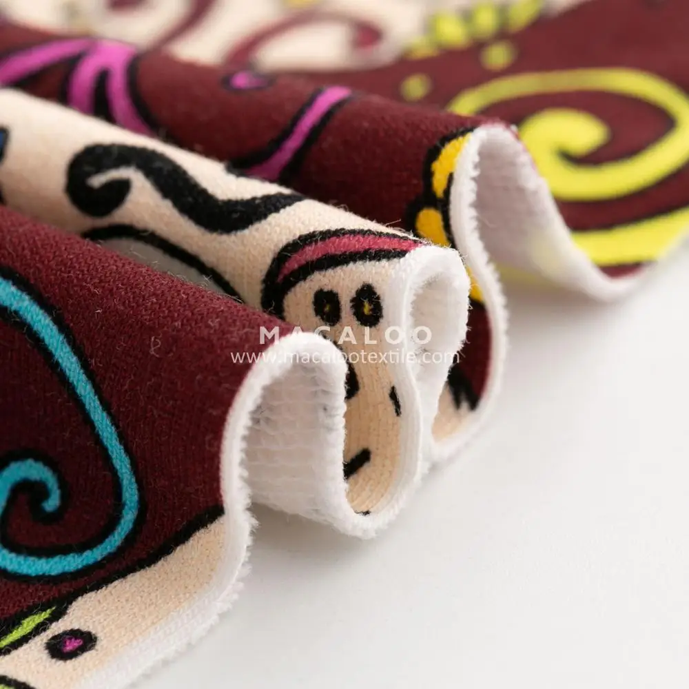 Digital print french terry cotton spandex blend fabric for hoodie