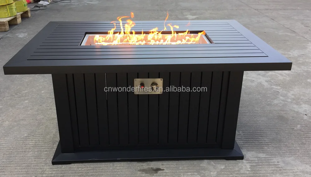 
Promo outdoor Rectangle Aluminum Gas Fire pit Table, 55000 BTU,Stainless steel drop in pan 