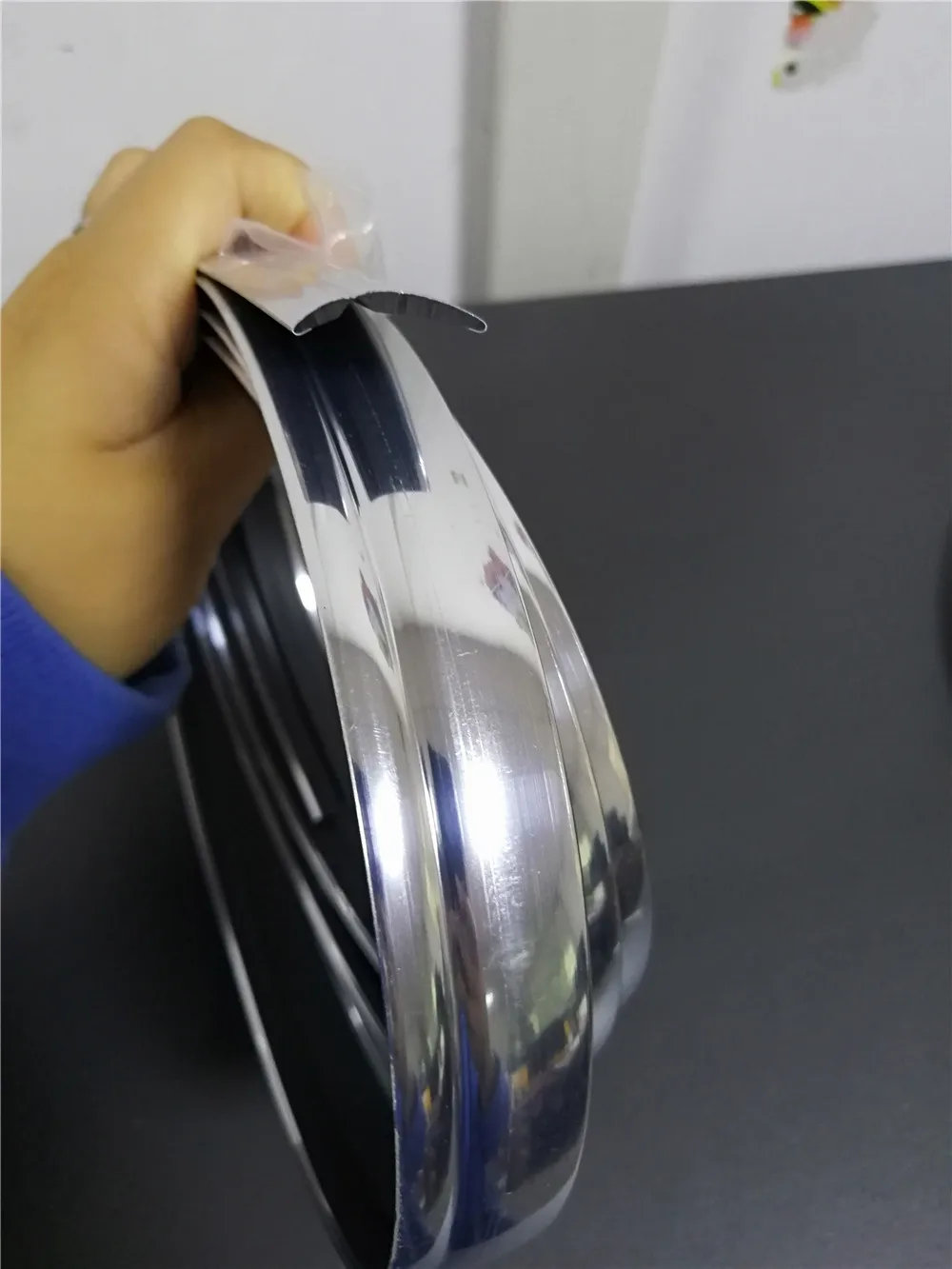 Silver chrome edge for cars, chrome tape for cars, flexline auto body moulding