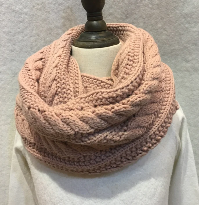 Зимний теплый шерстяной шарф женский корейский крученый жаккардовый простой шарф женский двусторонний вязаный шарф аксессуары для холодной погоды