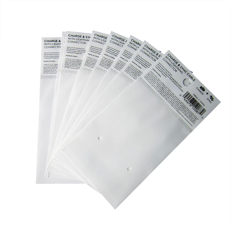 gravure printing Phone Case Pouch Bag USB data Cable Packing Bag with euro hole