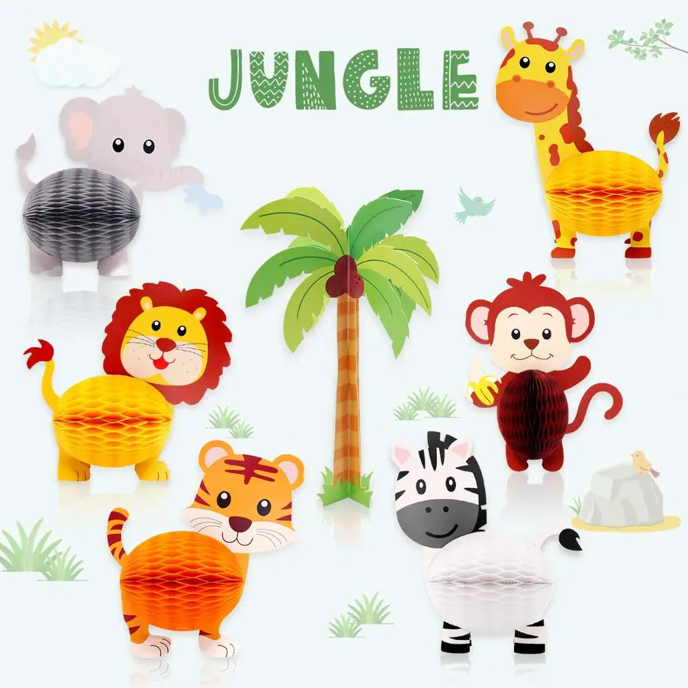 jungle Animal Safari party supplies Honeycomb Centerpieces 3D Table Decorations,birthday Decorations Set Baby Shower Party theme