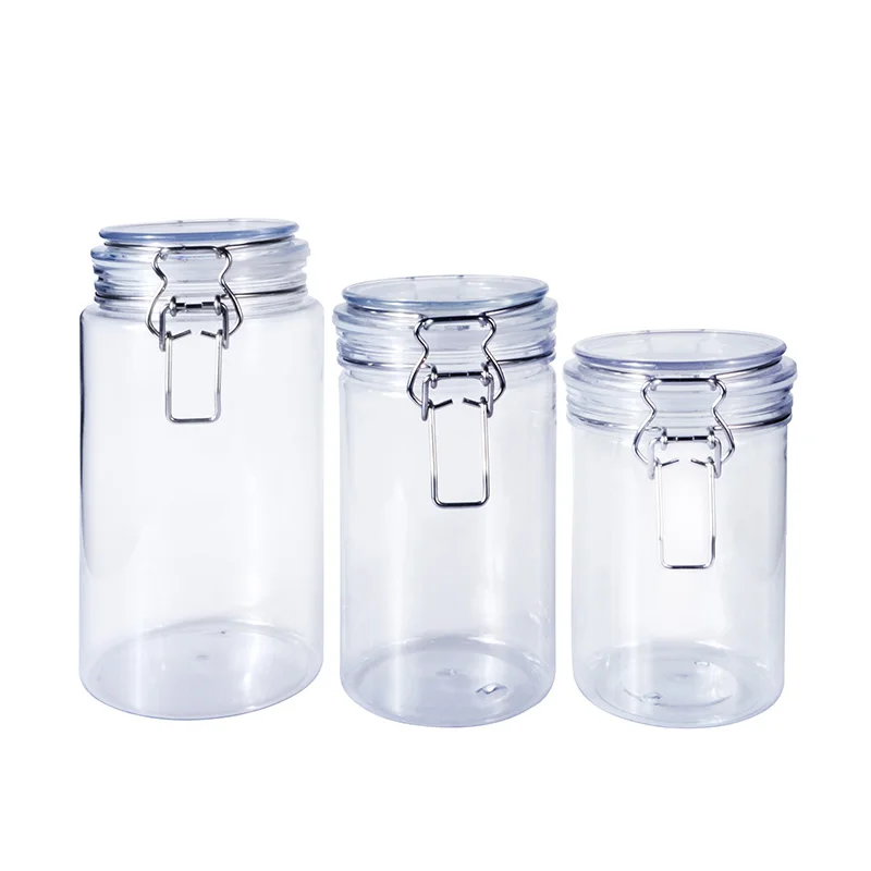 clip top food container cosmetic clear plastic 100ml 120ml  150ml  250ml  200ml  350ml  500ml pet kilner jar