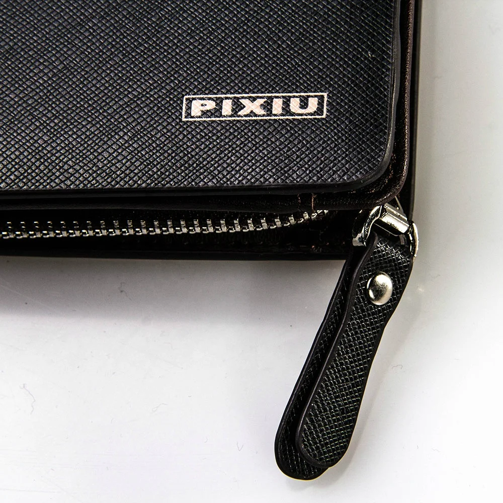 wholesale customized real cow Leather Zipper Business long wallet for men