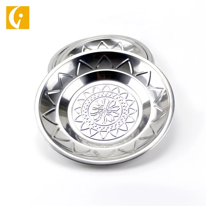 20cm Silvery Stainless Steel Dinner Plate Indian Dishes For Restaurant Food dinnerware plate