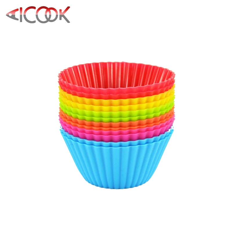 Multi colors silicone baking mold of cup shape DIY tart mould muffin cup