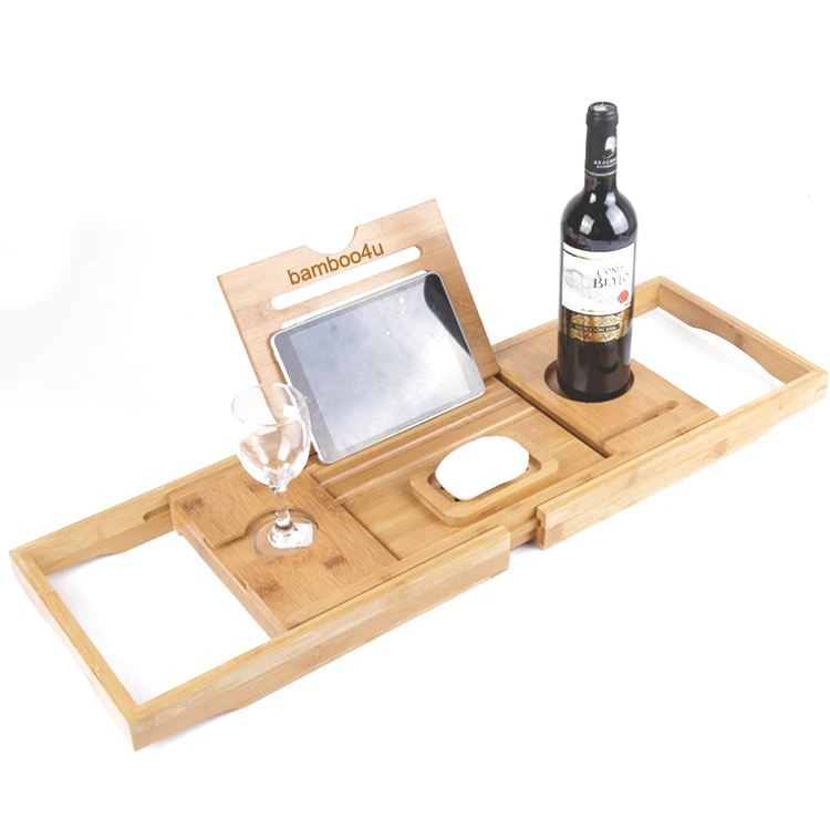 Новый расширяемый Регулируемый бамбуковый поднос для ванны с складными ножками