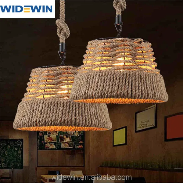 restaurant decoration fltting jute rope pendant light D380mm