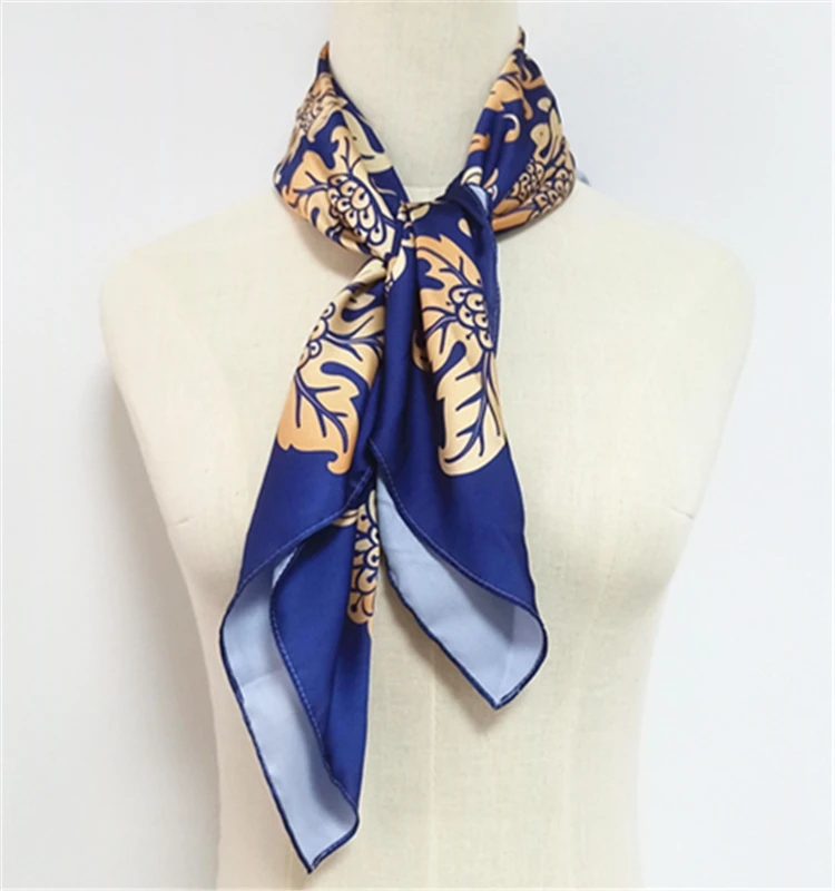 Factory Custom High Quality Silk Satin Chiffon Scarf New Style Square Adult Spring Plain Dyed Scarf for Women