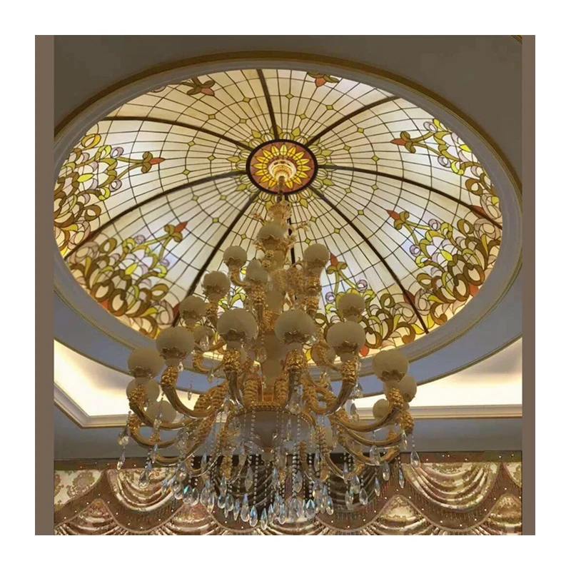 Top grade colourful stained glass ceiling dome customize for home decorate